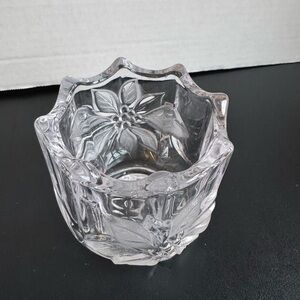 Clear Glass Floral Votive Candle Holder